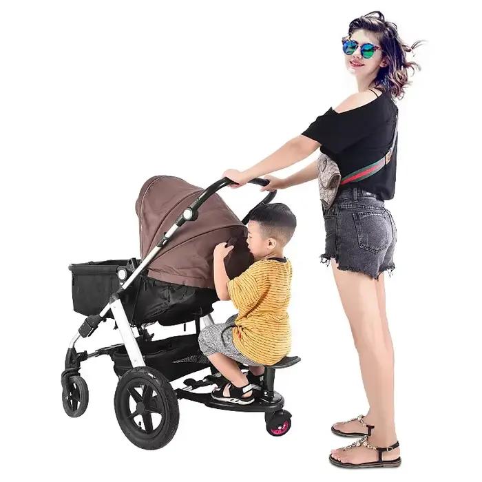 Poussette pour bébé avec adaptateur de pédale de poussette, fixation de poussette avec siège amovibl