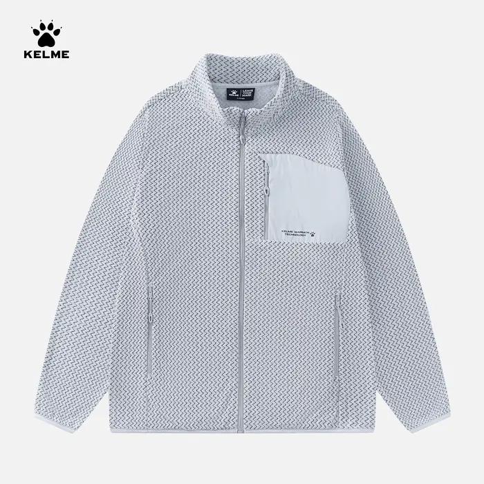 Veste de sport en polaire Kelme, cardigan d'hiver, veste tricotée à col montant, coupe-vent et chaud