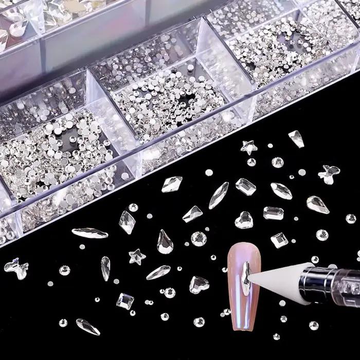 21 grille nail art diamant fond plat verre diamant multi-style diamant de forme spéciale brillant on