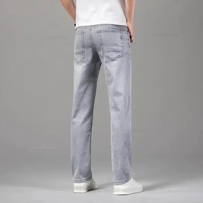 Été élastique hommes jean mode gris confortable affaires droite Stretch coton décontracté Denim pant