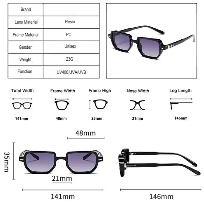 Lunettes de soleil rectangulaires pour hommes et femmes, lunettes de soleil pour documents de bonbon