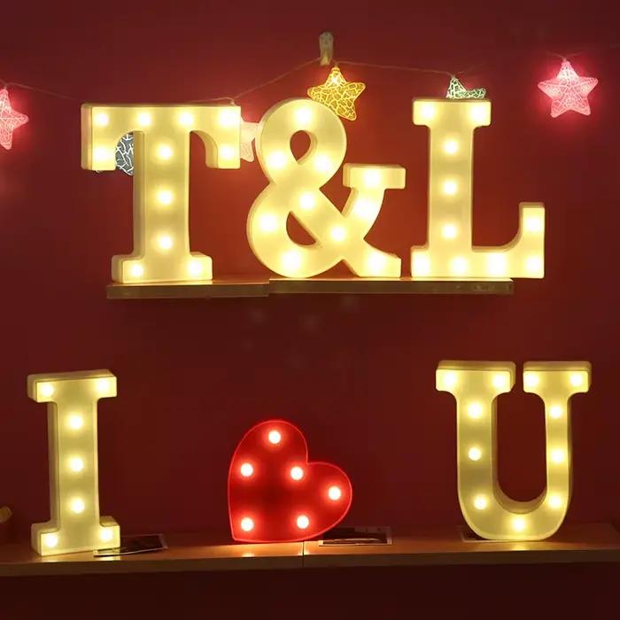 Lampes LED en forme de lettres de l'alphabet, lampes numériques, décorations pour fêtes, chambres, a