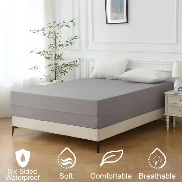 Protecteur de matelas imperméable à 6 côtés, enveloppe de matelas anti-poussière avec fermeture écla