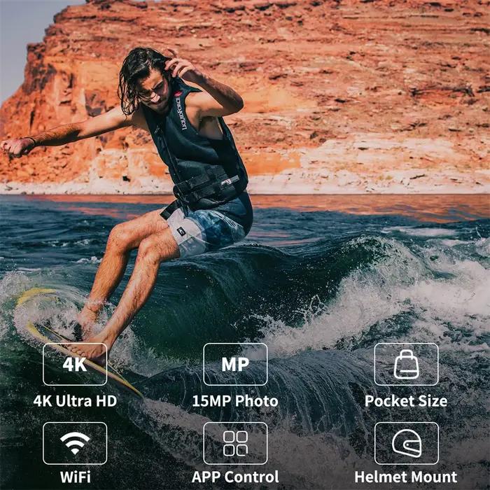 SJCAM C100 Plus caméra d'action 4K 30M étanche 2.4G WiFi Action Sport caméra d'action EIS vélo Sport