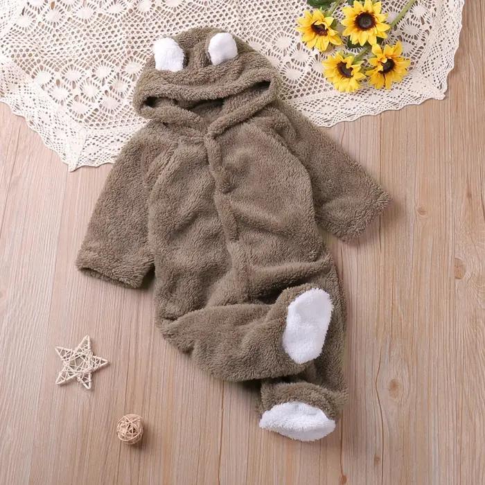 Humor ours automne dessin animé Style hiver à manches longues bébé garçons filles barboteuses enfant