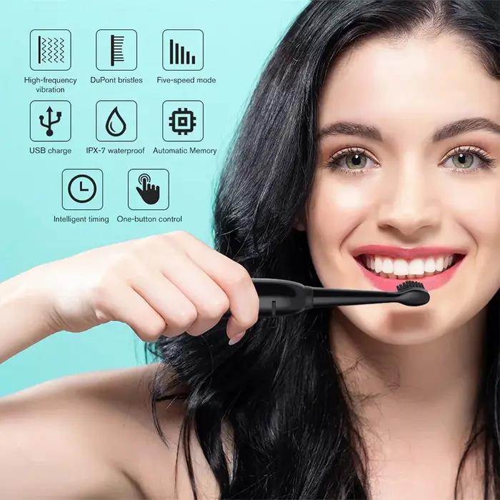Brosse à dents électrique, Mode 5 vitesses, chargement USB, 4 couleurs, étanche IPX7, ultrasonique,
