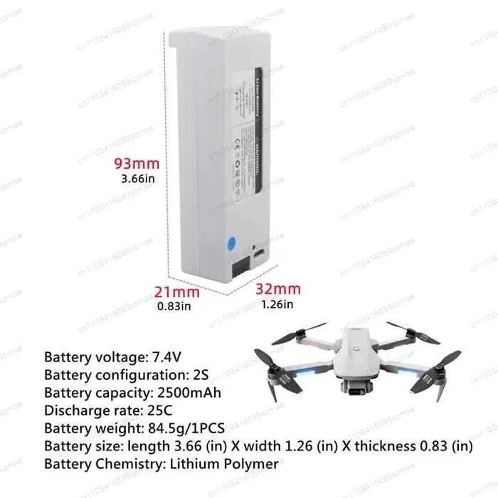 Batterie Lipo 7.4V 2500mAh et chargeur pour hélicoptère quadricoptère 4DRC F8 4D-F8, avion à axe pli