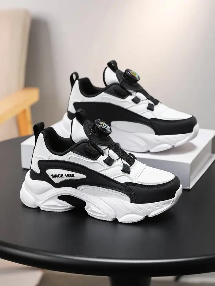 🔥 Sneakers pour enfants entièrement noires avec boucle rotative | Très facile à mettre et à enle