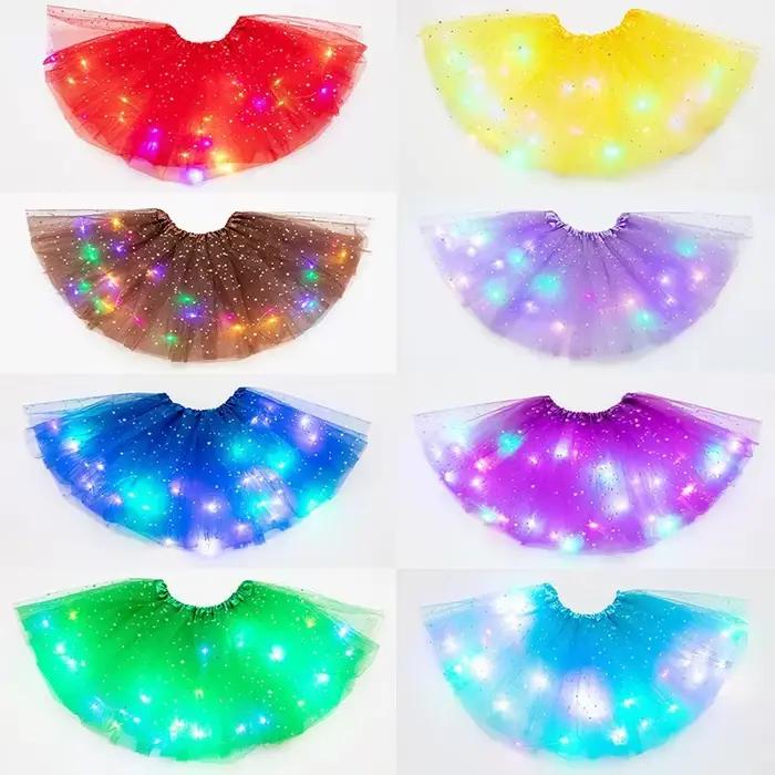 LED lumière brillante femmes Tulle étoile jupe courte Tutu Mini jupe adulte fantaisie Ballet Dancewe