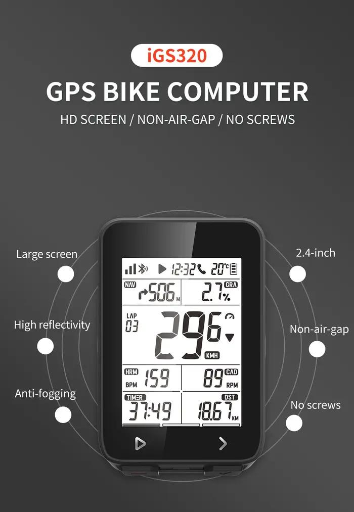 IGPSPORT – compteur de vélo sans fil IGS320, IPX7, Bluetooth 5.0 ANT + GPS, 72H d'autonomie de la ba