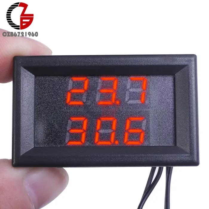 3 chiffres 0.28 pouces DC 4 V-28 V double thermomètre double affichage LED NTC capteur étanche therm