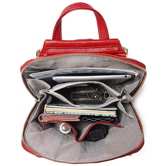 Zency Sac à dos 100% cuir véritable pour femme, motif crocodile, adapté aux ordinateurs portables A4