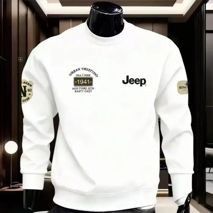 Sweat-shirt décontracté imprimé à manches longues et col rond en pur coton de la marque Jeep 2026, s