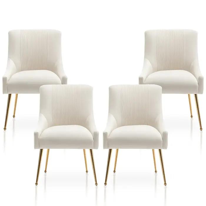 SEYNAR-Ensemble de 4 chaises de salle à manger modernes en velours, chaise d'appoint d'appoint latér
