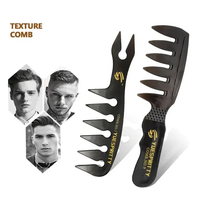 Peigne anti-rides à dents larges en plastique, peigne à friser antistatique, coiffure pour hommes, s