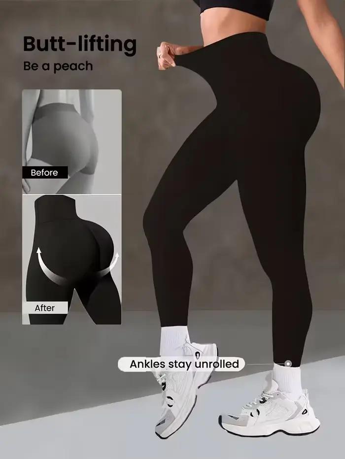 Pantalon de yoga taille haute pour femme, Legging sculptant avec large ceinture, Pantalon d'entraîne