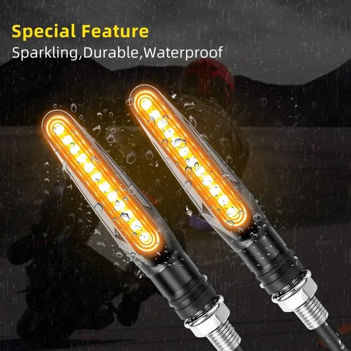 2 pièces clignotants séquentiels de moto clignotant LED lumières clignotantes d'eau qui coule indica
