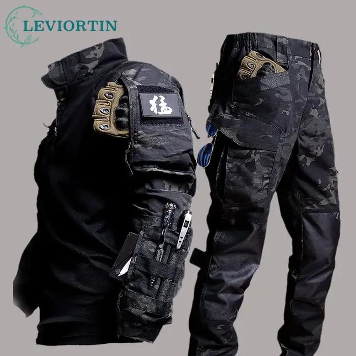 Costume de travail pour hommes vêtements dextérieur tshirt pantalon manches longues durables pour chasse camping activités en plein air