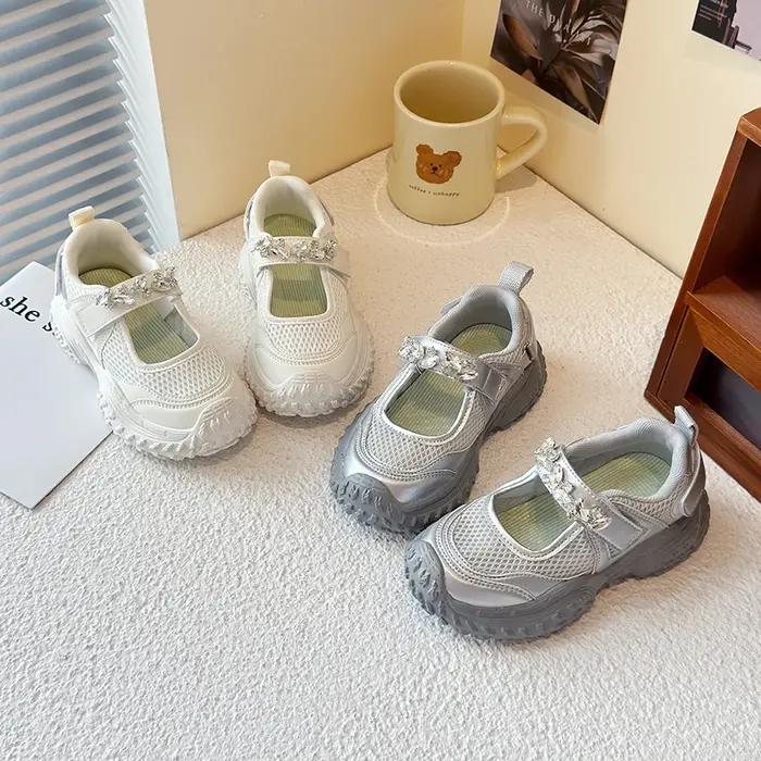 Baskets Mary Jane pour filles, chaussures épaisses pour enfants, style princesse, scintillantes, ten