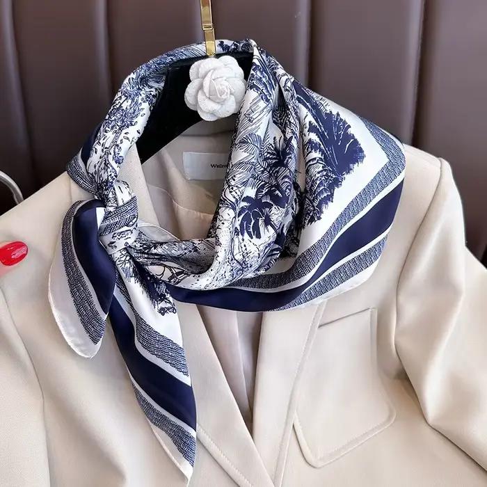 Écharpe carrée en soie simulée pour femmes, 70cm, 1 pièce, sac à couvre-chef élégant et polyvalent,