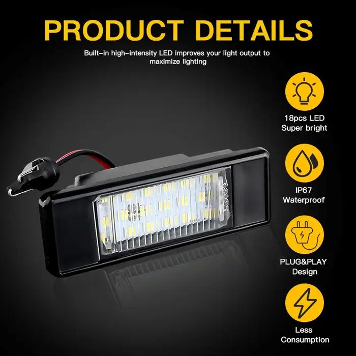 Plaque d'immatriculation au xénon blanc LED sans erreur, 2 pièces, lumière pour Infiniti Q50 Nissan