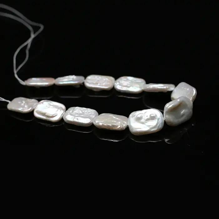 Perles rectangulaires 12x16mm, 18cm, fil de perles d'eau douce naturelles pour la fabrication de bij
