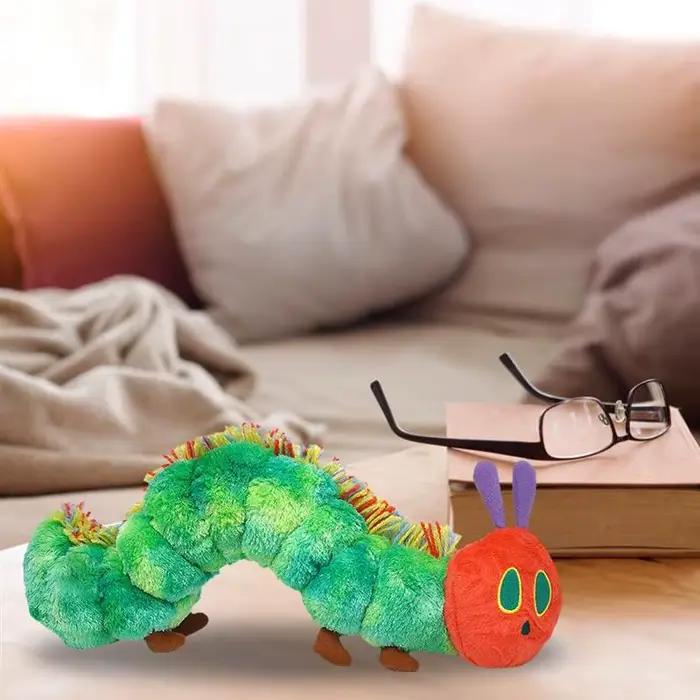 Jouet doux chenille de 22CM, poupées d'animaux en peluche en coton vert, joli cadeau créatif très af