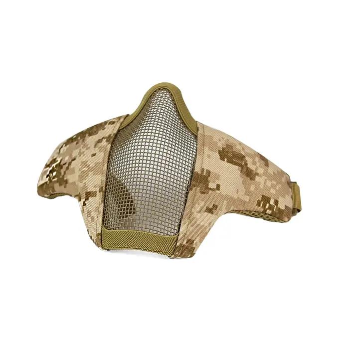 Masque tactique en maille d'acier, adaptable au casque FAST, pour la chasse et le tir, demi-masque