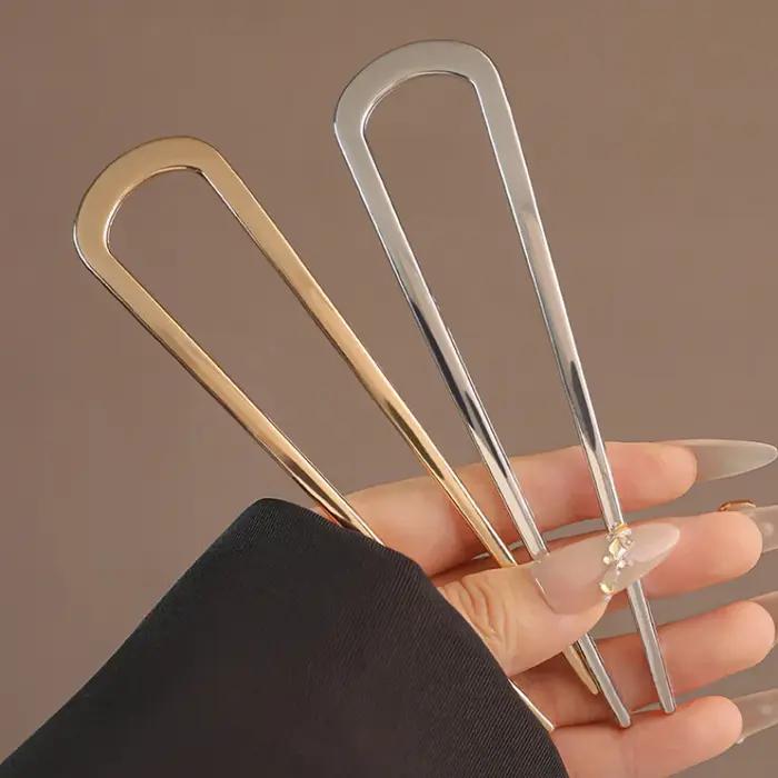 Épingle à cheveux Simple en forme de U, bâtons de cheveux en métal, pinces à cheveux françaises, épi