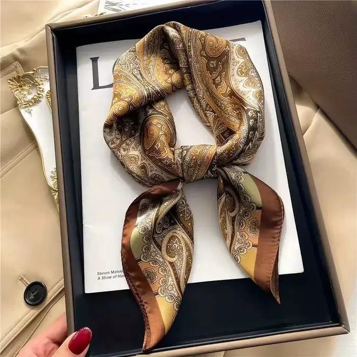 Mode Paisley imprimé soie bandeaux écharpe femmes 2025 nouveau Elagant Bandana cou Foulard bandeaux