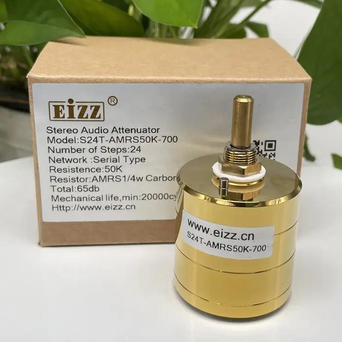1PC EIZZ Potentiomètre de volume mono/bi-canal 4 canaux 10K 25K 50K 100K 250K 24 pas, Atténuateur au