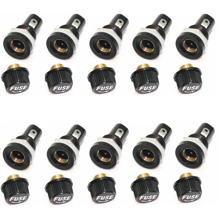 10 pièces 5*20mm porte-fusibles en verre noir tube d'assurance prise porte-fusible pour 5*20 assuran