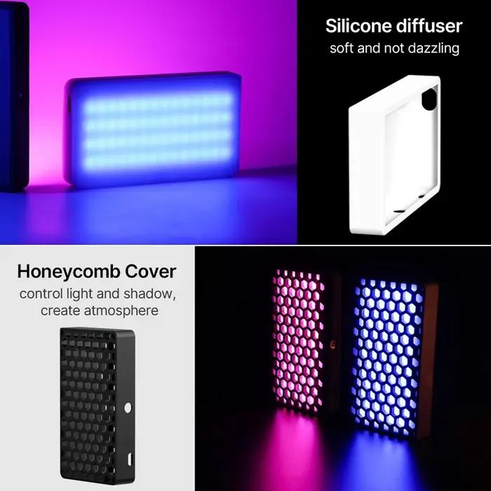 Ulanzi LT002 7 pouces poche LED lumière vidéo RGB panneau lumineux CRI 95 + 2500-9000K avec nid d'ab