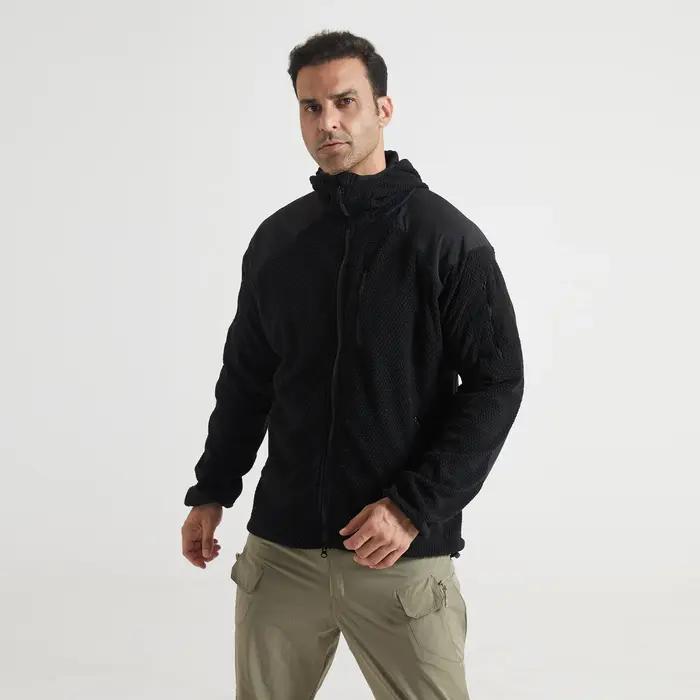 Veste tactique militaire en polaire pour homme, coupe-vent thermique à col montant, manteau de sport