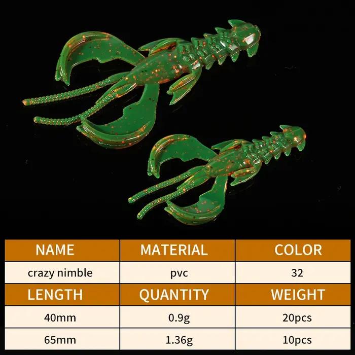 Leurres fous supercontinent 65mm/10 pièces 40mm/20 pièces leurre souple leurres de pêche crevettes h