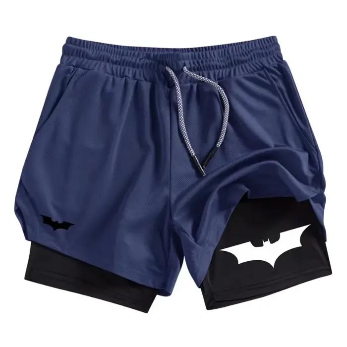 Short de performance 2 en 1 imprimé chauve-souris pour hommes - Respirant et à séchage rapide pour l'entraînement