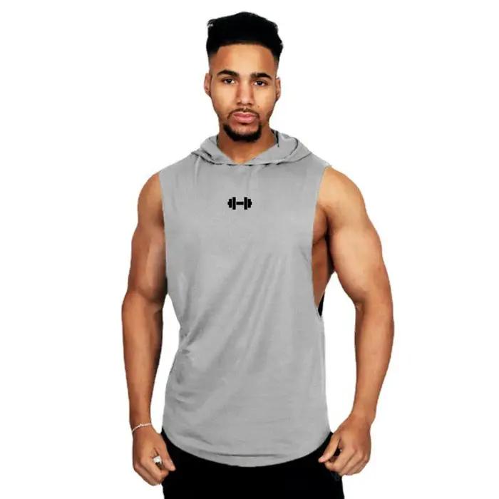 T-shirt ample sans manches capuche homme coton respirant musculation fitness été sportif moderne entraînementextérieur