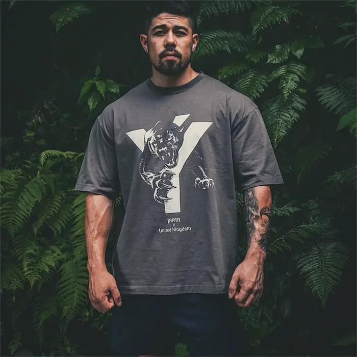 Circft Respzed T-shirt de sport en coton imprimé léopard pour hommes, vêtements de rue décontractés,