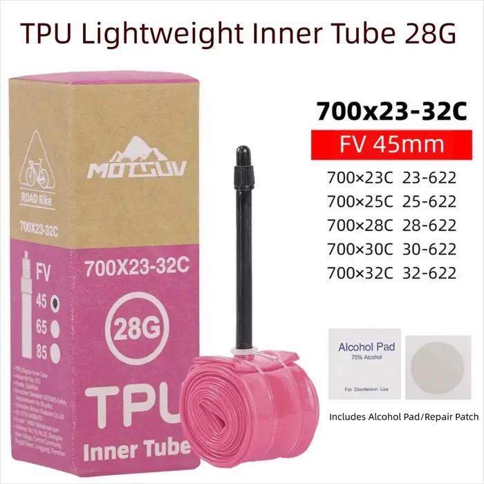 Chambre à air de vélo de route 700 X23 -32C, 28g, légère, en TPU, valve Presta 45/65/85mm, pour pneu