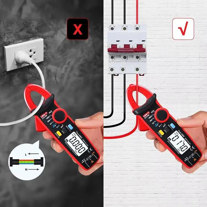 Mini pince multimètre UT210E pour tests de tension et courant AC DC avec mesure de fréquence pour bricoleurs et techniciens