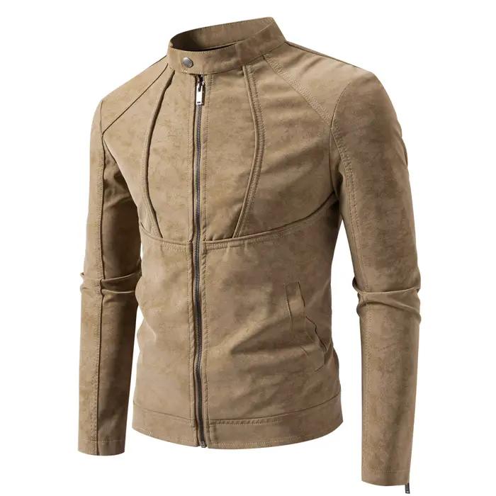 Blouson moto vintage slim fit pour homme, décontracté, à manches longues, coupe ajustée, pour l'auto
