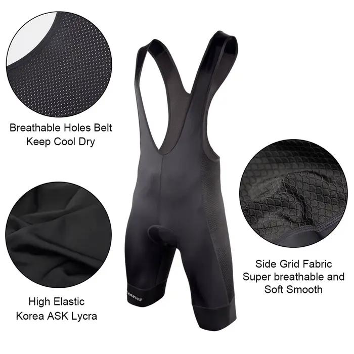 DAREVIE-Cuissard à Bretelles Respirant avec Coussretours en Gel 3D pour Homme, Short de Cyclisme de