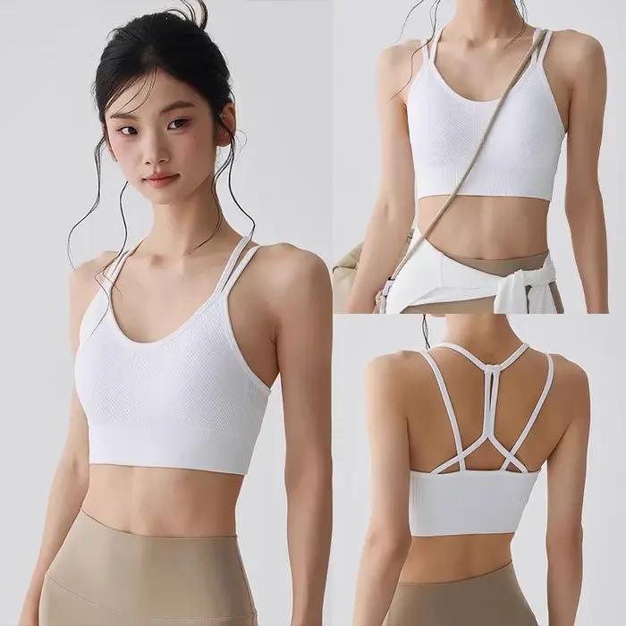 Soutien-gorge de sport sans couture respirant pour femme, brassière de fitness push-up antichoc, con