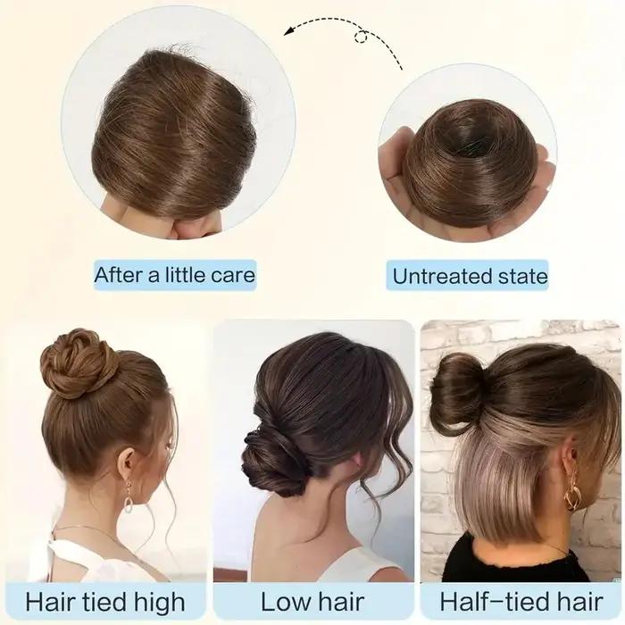 Chignon synthétique élastique désordonné pour femme, postiches, chouchou bouclé, bande de chignon, f