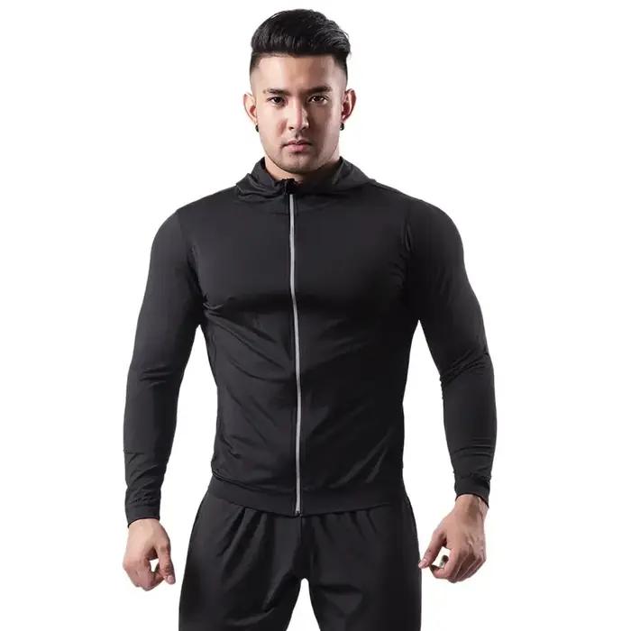 Veste de sport à capuche pour hommes, fitness, course du matin, basket-ball, entraînement, séchage r