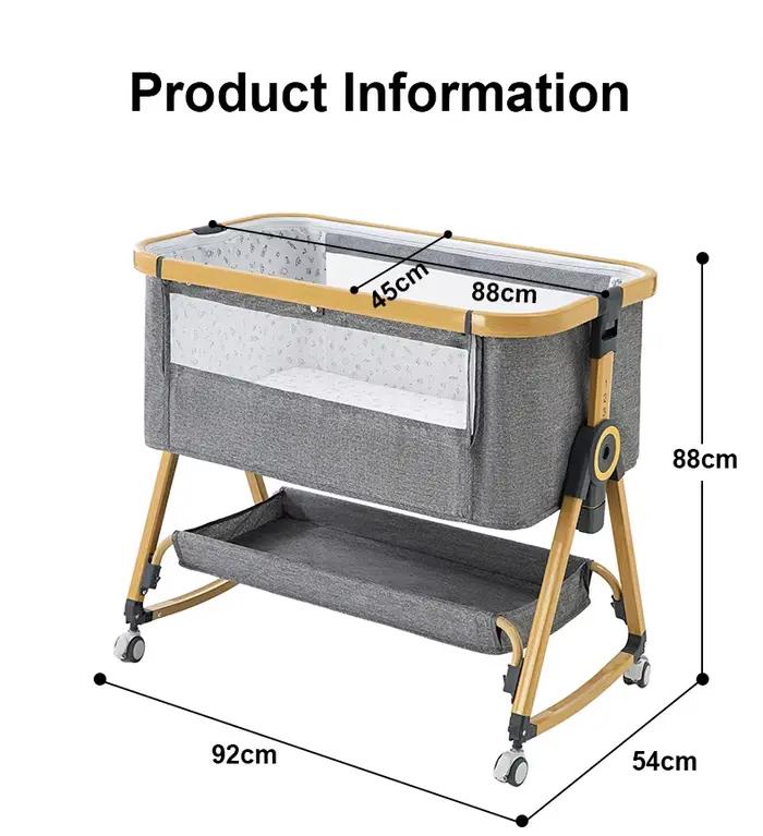 Lit bébé multifonctionnel avec réglage de hauteur pliable, balançoire portable et mobile à placer pr