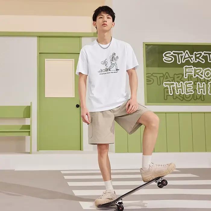 Xtep tricot t-shirt court pour hommes et femmes mode d'été sport sweat doux loisirs confortable haut