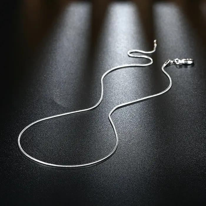 Collier chaîne serpent en argent sterling 925, 1MM, pour femmes et hommes, 16-30 pouces, à la mode,