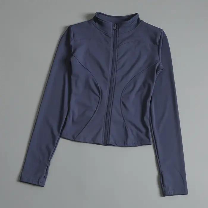 Veste de sport coupe cintrée col montant manteau à fermeture éclair sport Fitness vêtements de Yoga