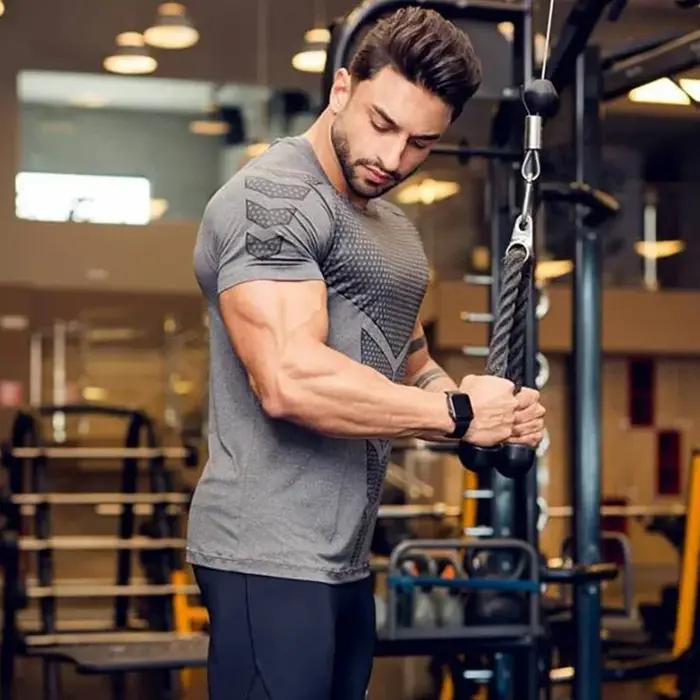 T-shirt sport homme 2026 fitness musculation - Haut compression moulant séchage rapide entraînement